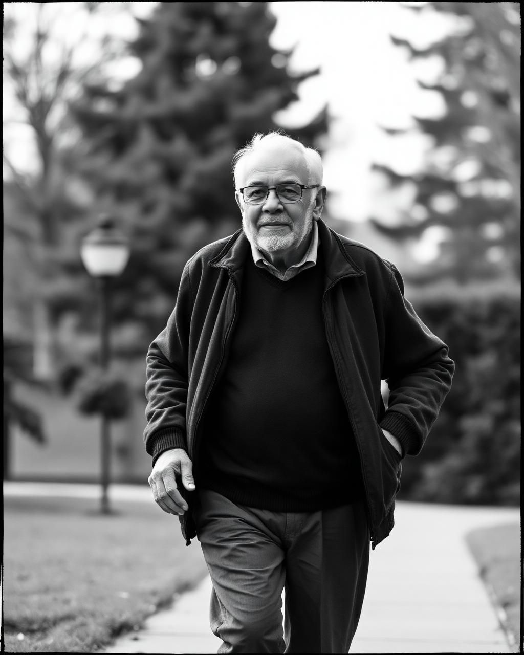 Active older adult walking outdoors